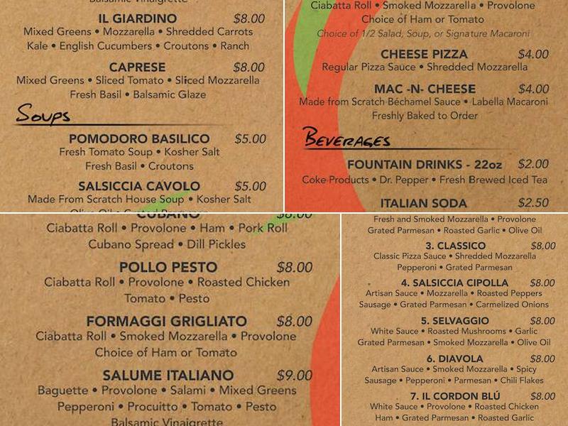 Pizini Pizza Menu