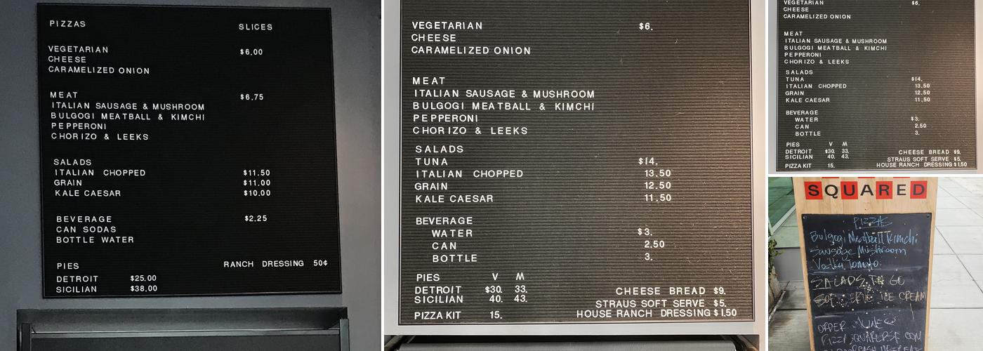 Pizza Squared Menu