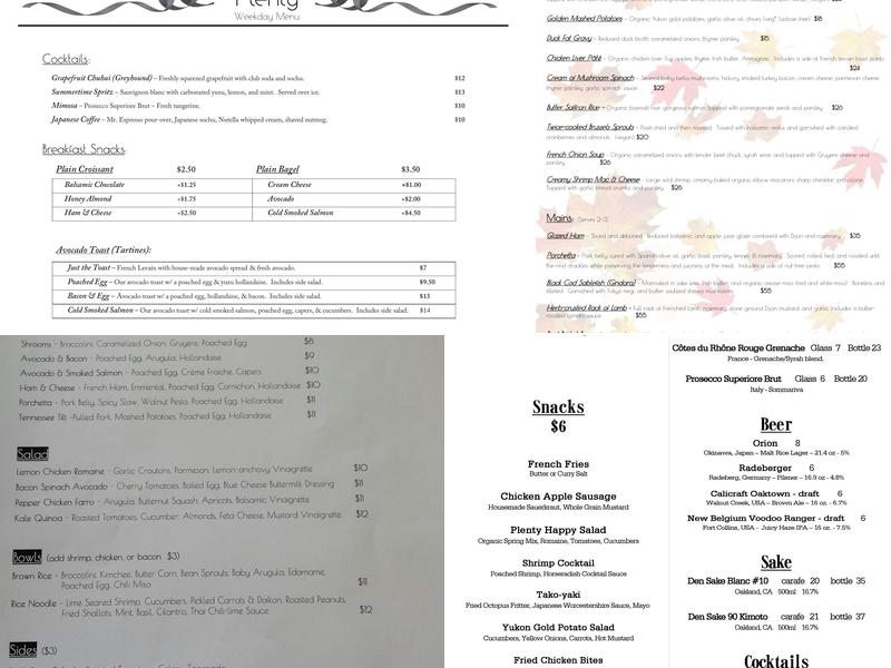 Plenty Menu