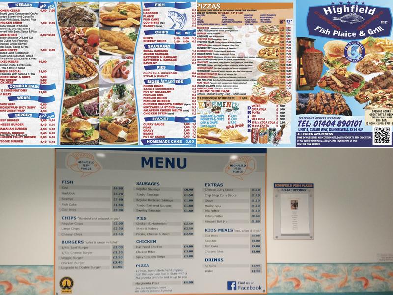 Highfield Fish Plaice Menu