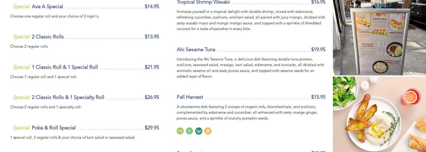 Poke and Roll Sushi Menu