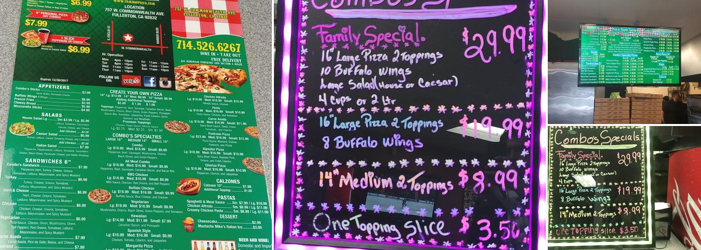 Combo's Pizza Menu