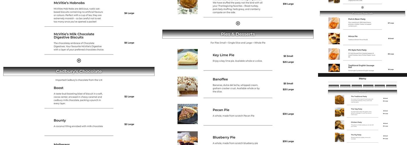 Potter's Pasties & Pies Menu
