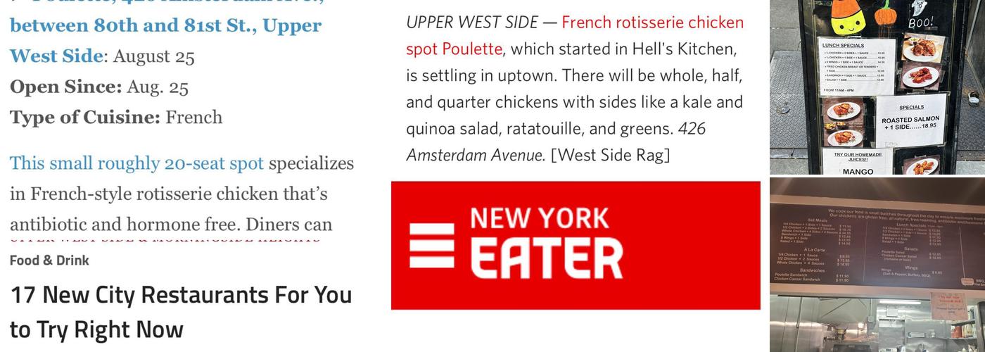 Poulette Rotisserie Chicken Menu