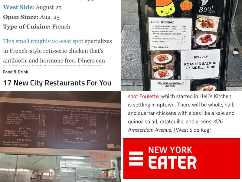 Poulette Rotisserie Chicken Menu