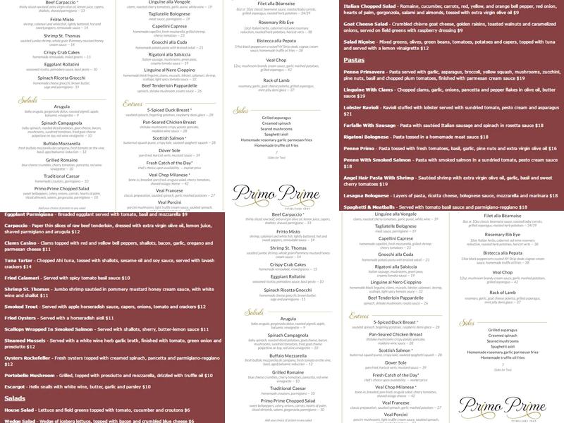 Primo Prime Menu