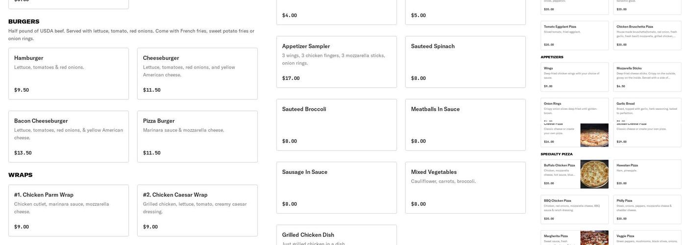 Prince of Pizza Menu