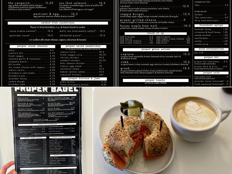 proper bagel Menu