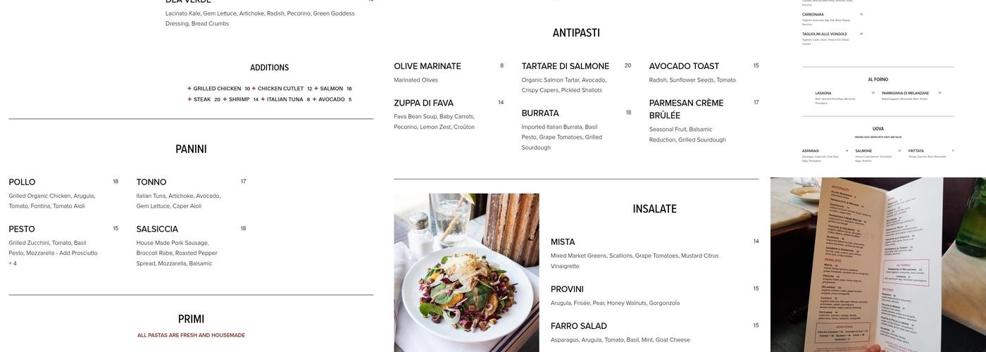 Provini Menu