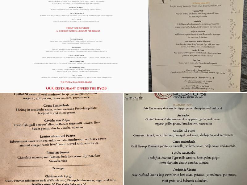 Puerto 511 Cocina Peruana Menu