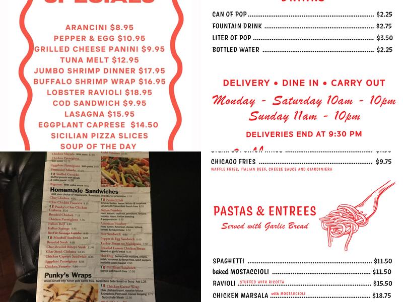 Punky's Pizza & Pasta Menu