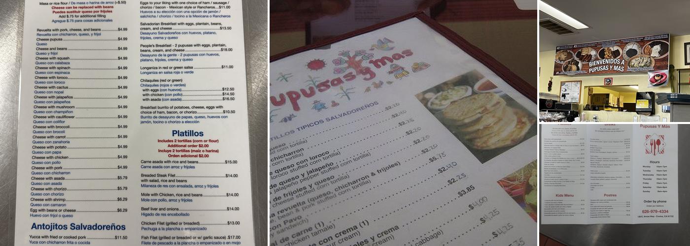 Pupusas Y Mas Menu