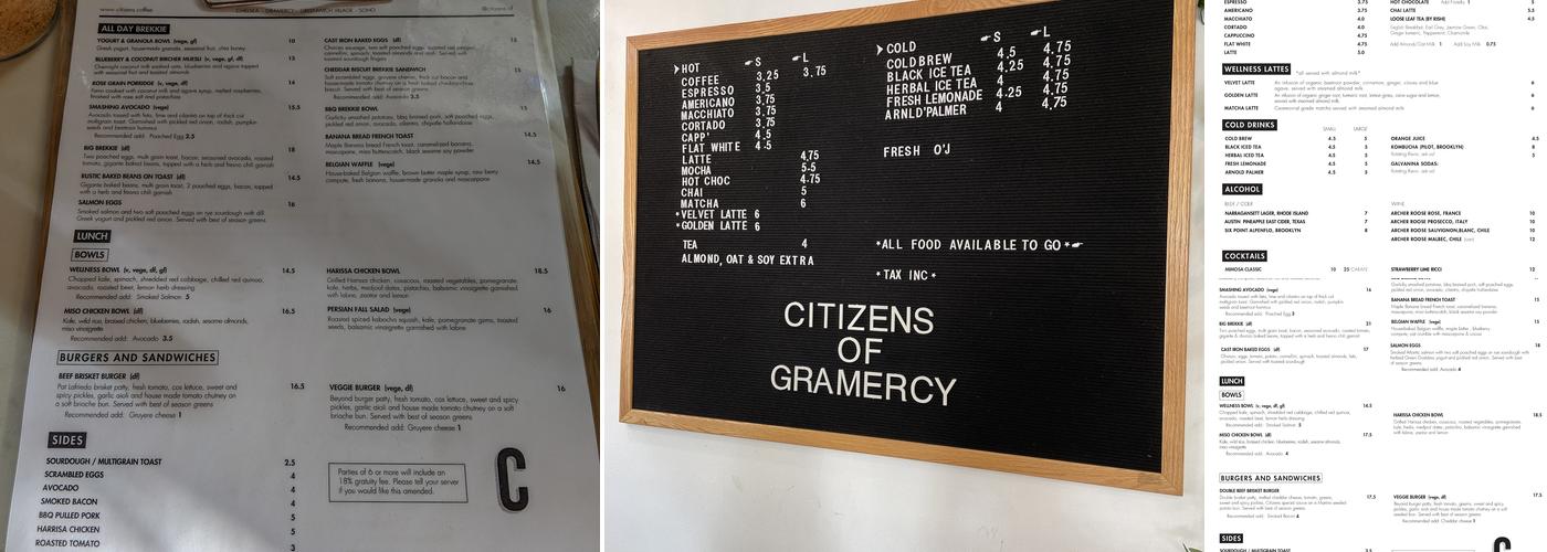 Citizens Of Gramercy Menu