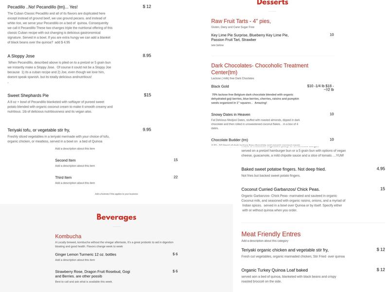 Quinoa-Connection Menu