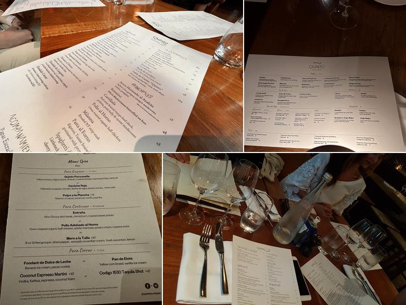 Quinto Miami Menu