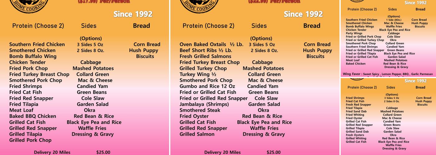 R&J Southern Homecooking Menu