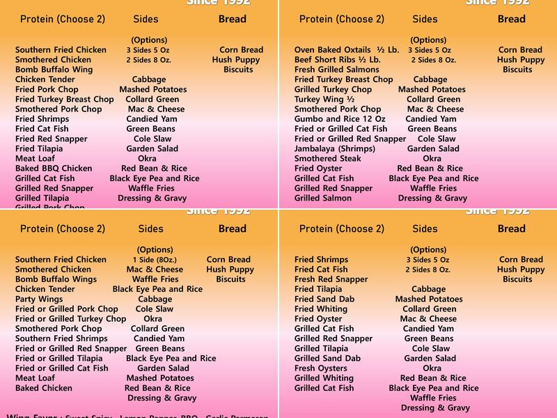R&J Southern Homecooking Menu