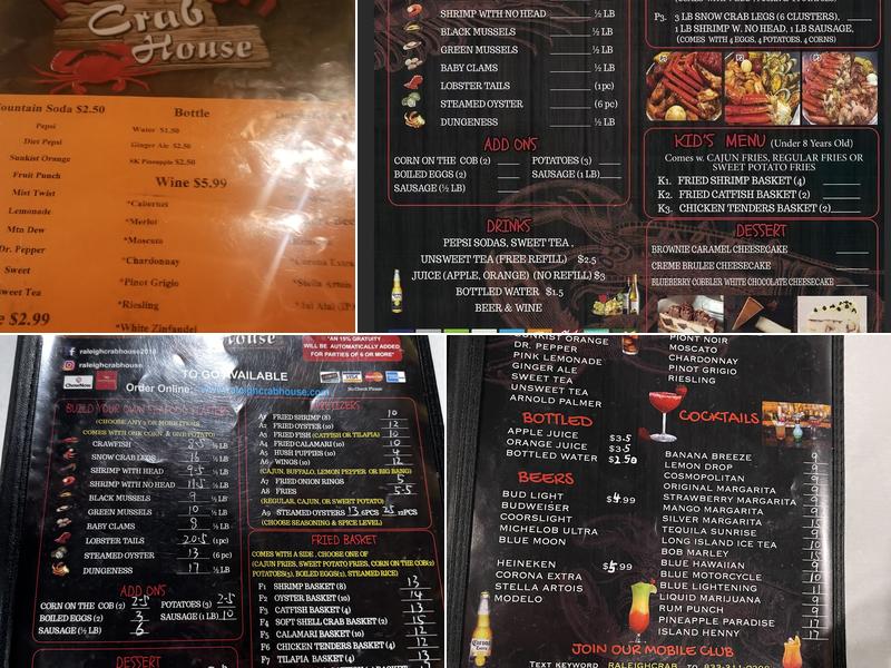 Raleigh Crab House Menu