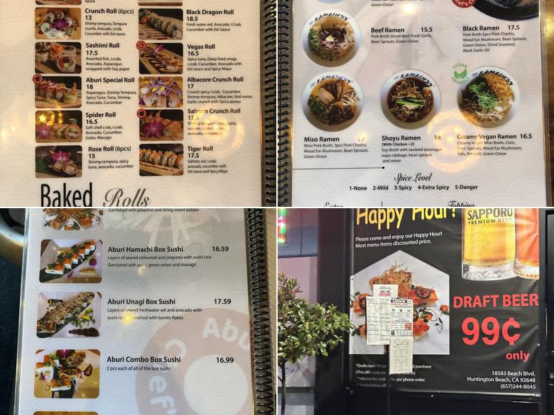 Aburi Japanese Kitchen Menu