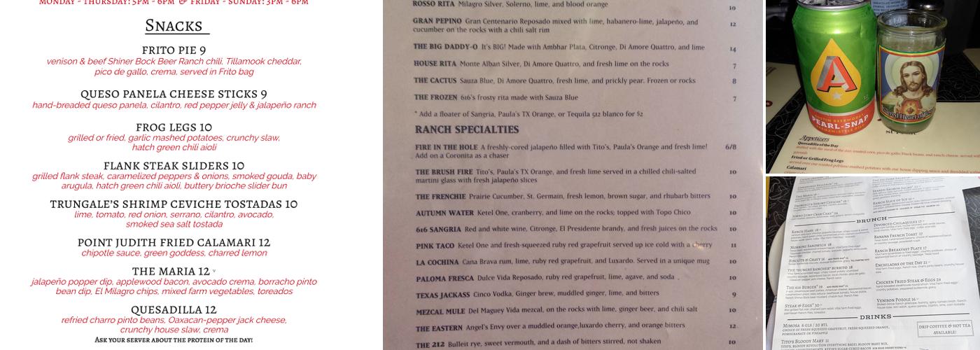 Ranch 616 Menu