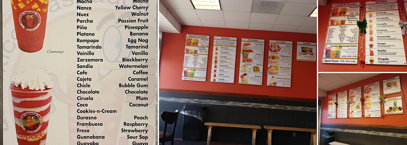 Raspado xpress Menu