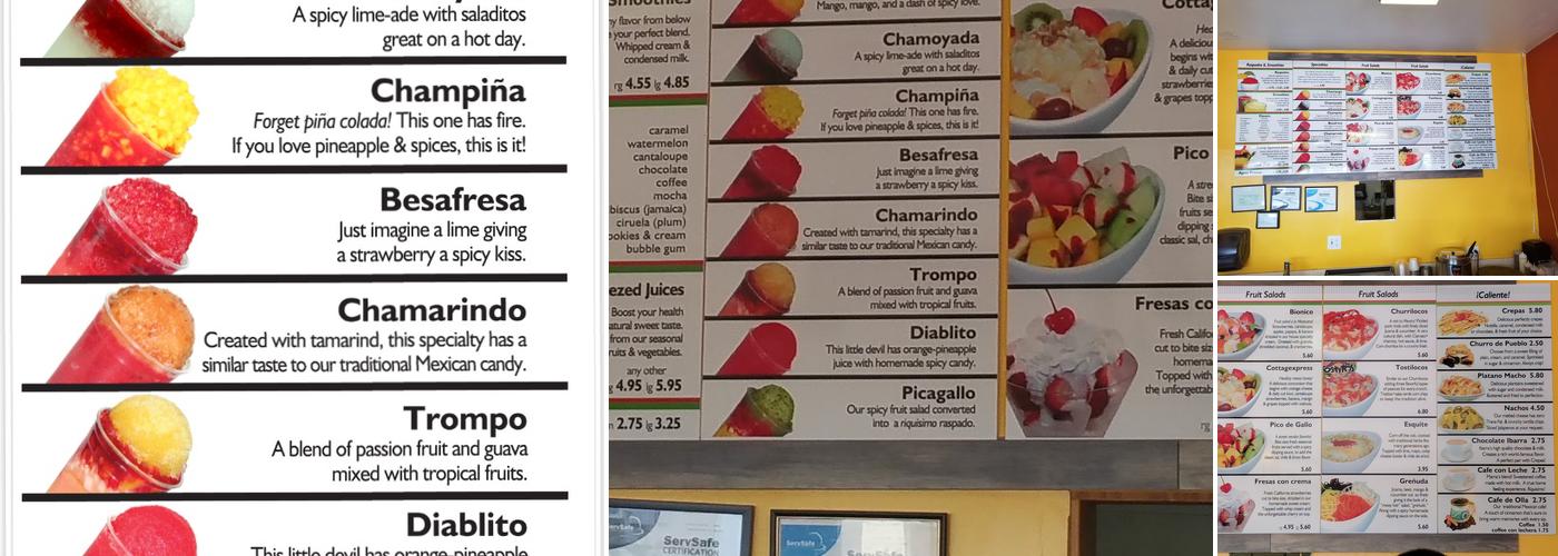 Raspado Xpress Menu
