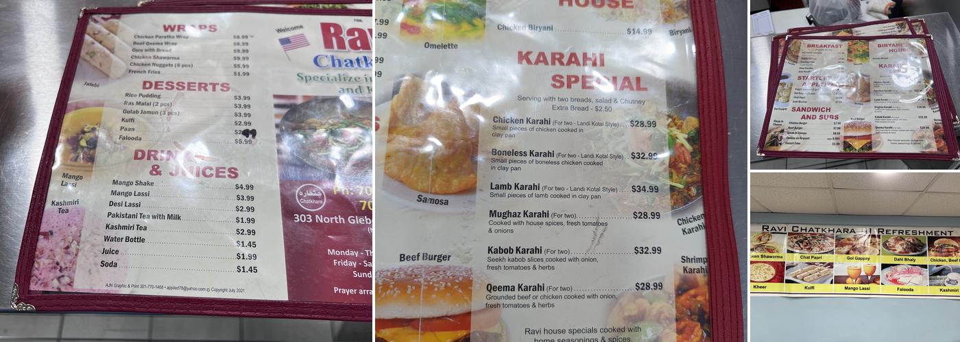 Ravi Chatkhara Menu