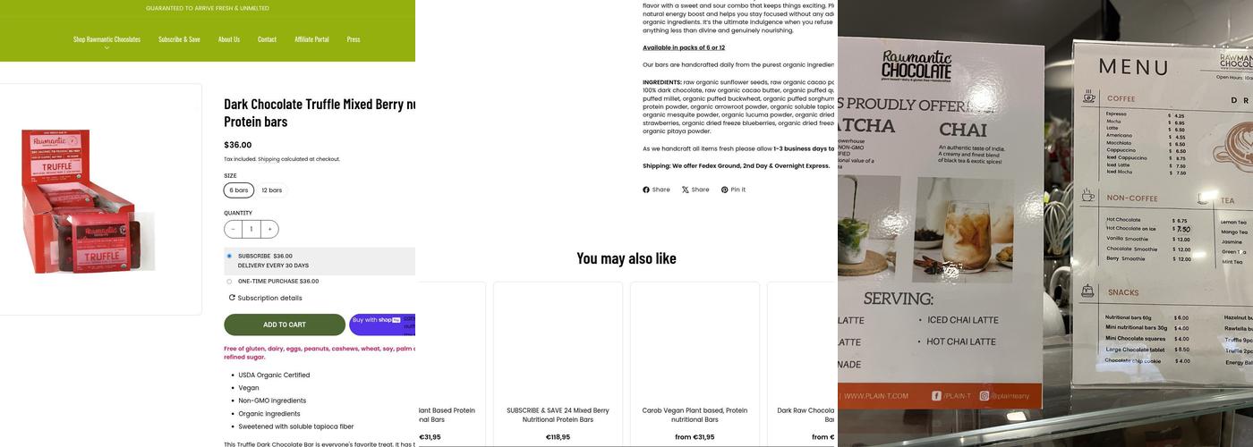 Rawmantic Chocolate Menu