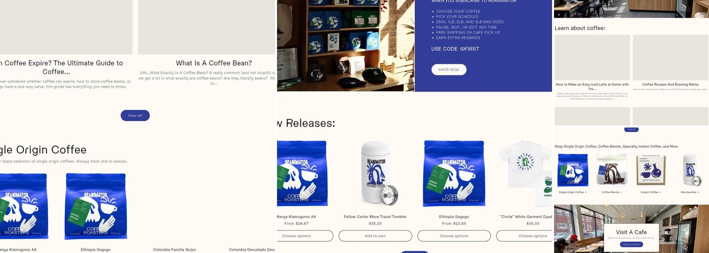 ReAnimator Coffee Menu