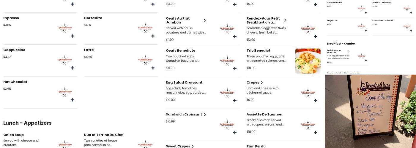 Le Rendez-vous Bakery & Cuisine Menu