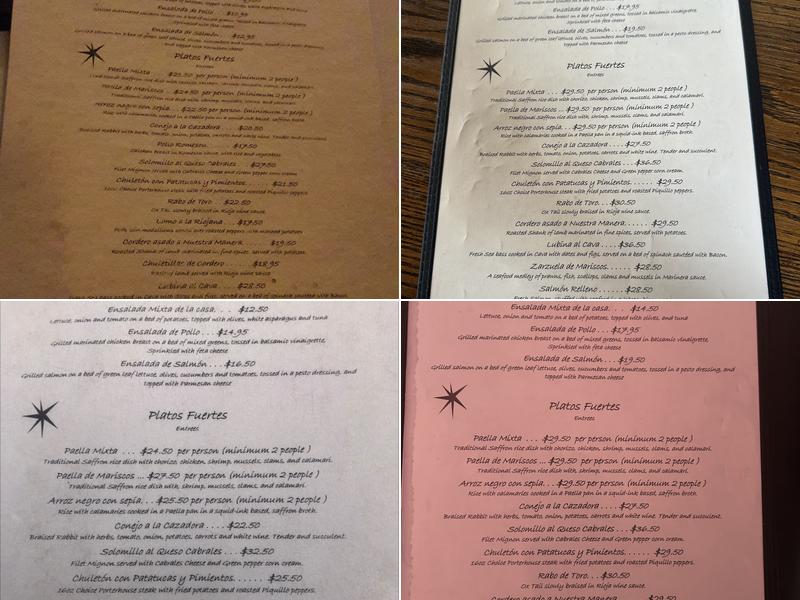 Costa Brava Menu