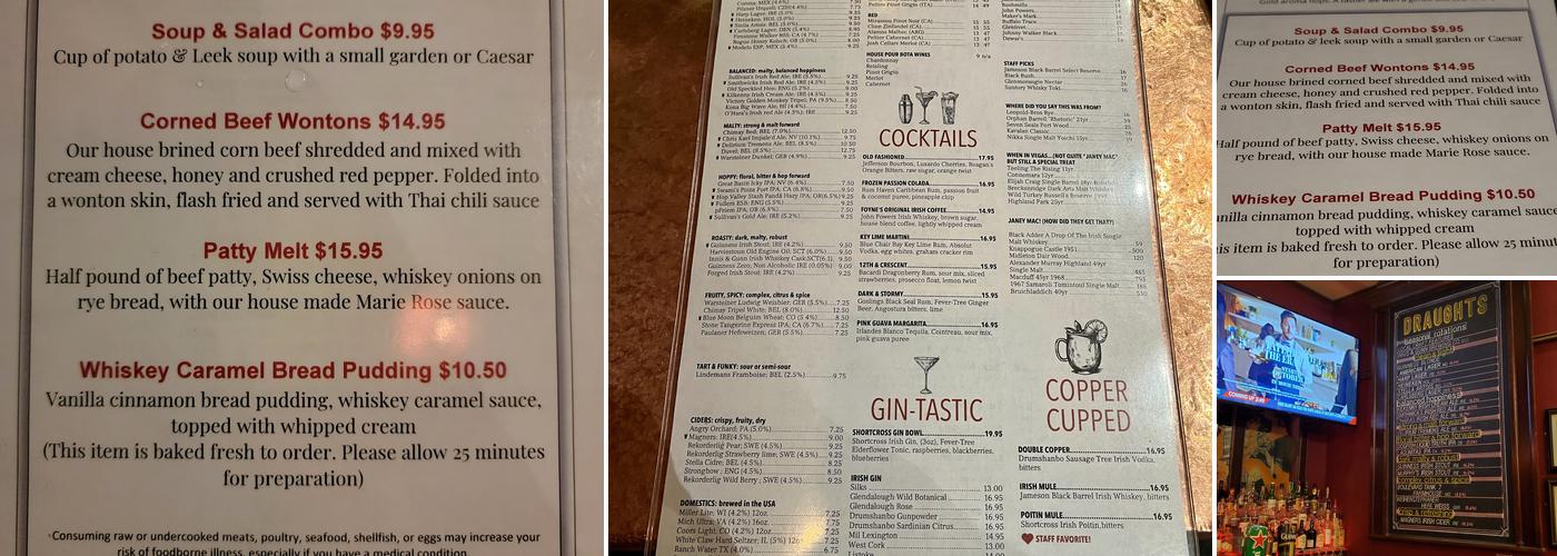 Rí Rá Irish Pub Menu