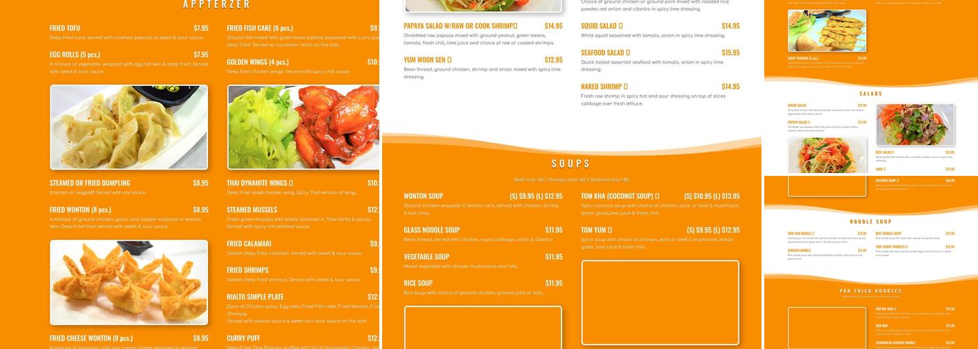 Rialto Thai Kitchen Menu