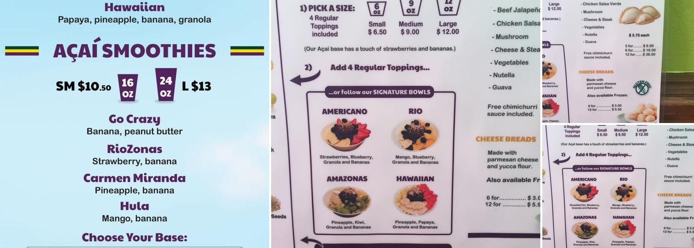 RioZonas Açaí Studio City Menu