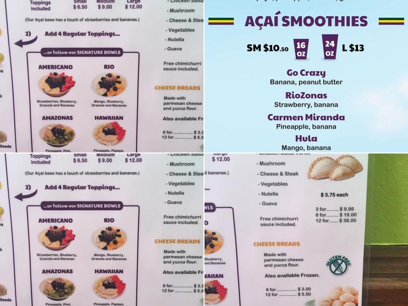 RioZonas Açaí Studio City Menu