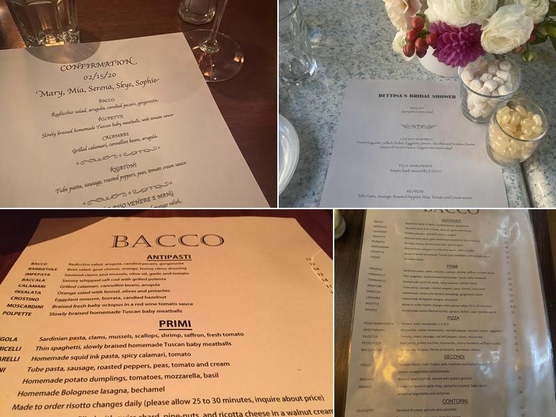 Bacco Menu