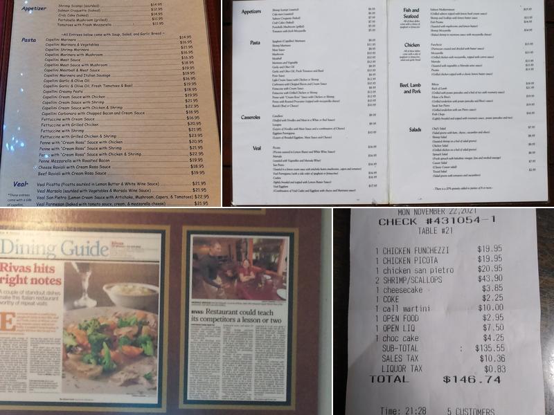 Riva's Menu