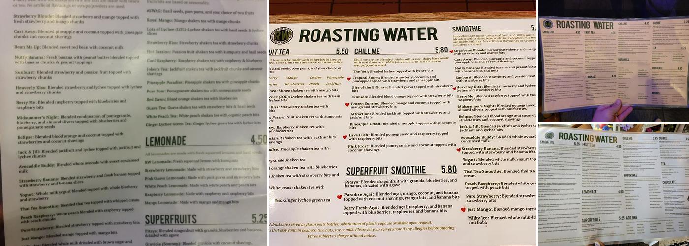 Roasting Water Menu