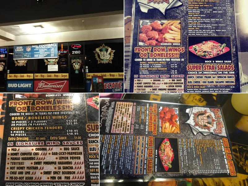 Rock & Wings Menu
