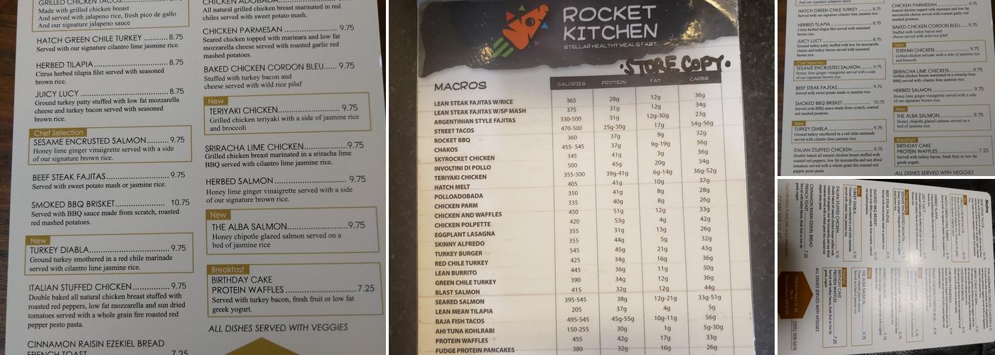 Rocket Kitchen Menu