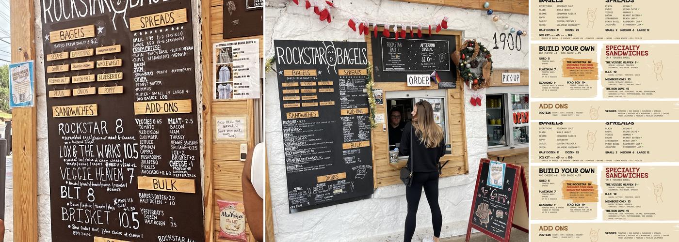 Rockstar Bagels Menu