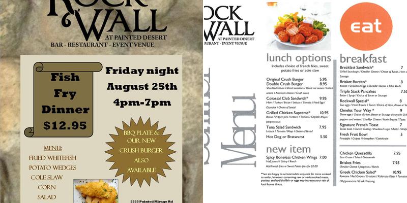 Rockwall Grille @ Painted Desert Golf Club Menu