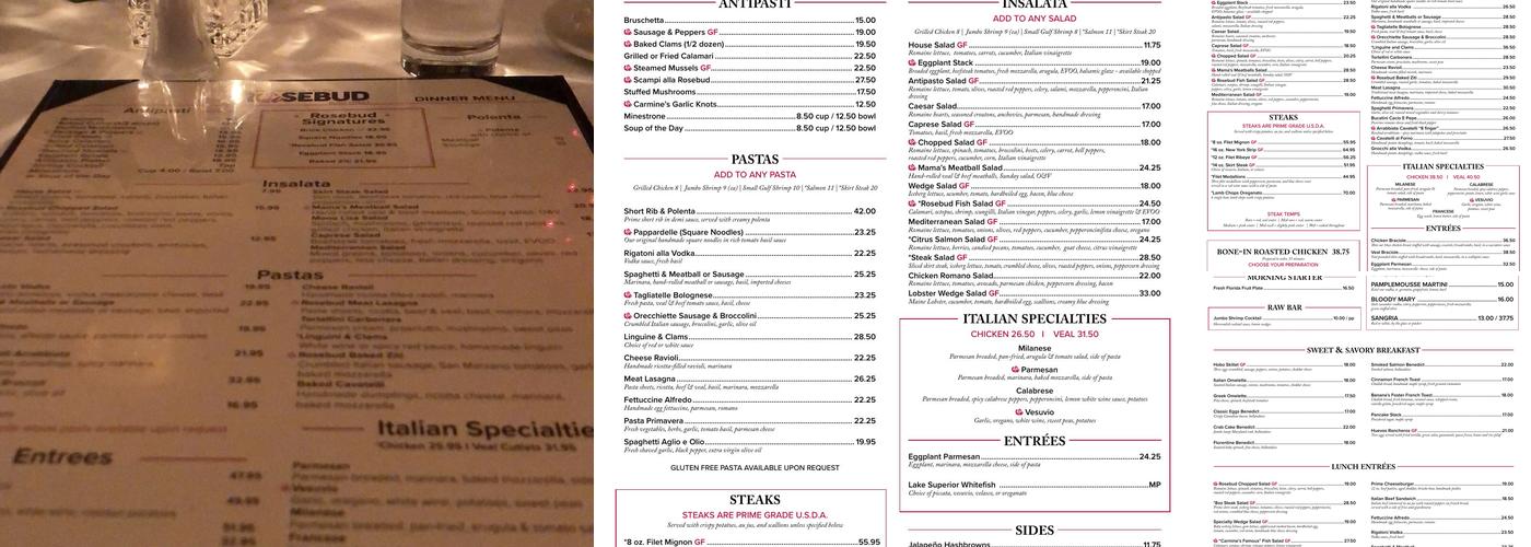 Rosebud on Rush Menu