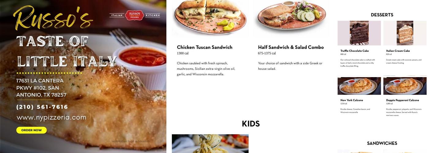 Russo's Coal Fired Italian Kitchen - San Antonio Menu