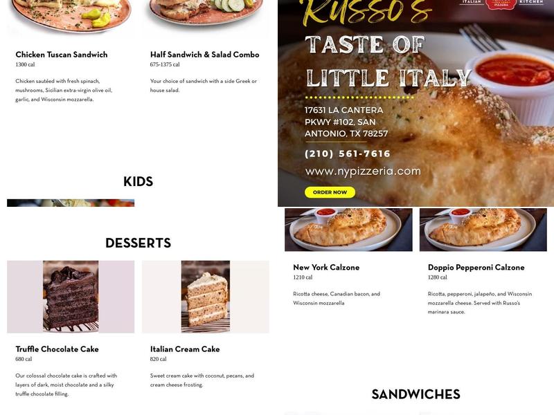 Russo's Coal Fired Italian Kitchen - San Antonio Menu