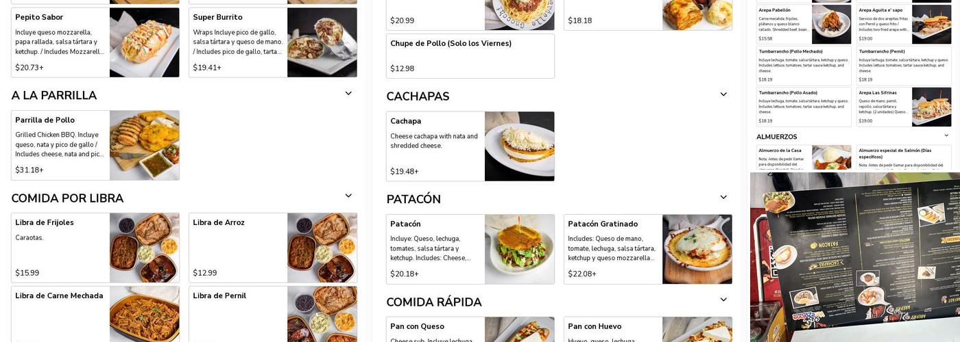 Sabor Venezolano Pembroke Pines Menu