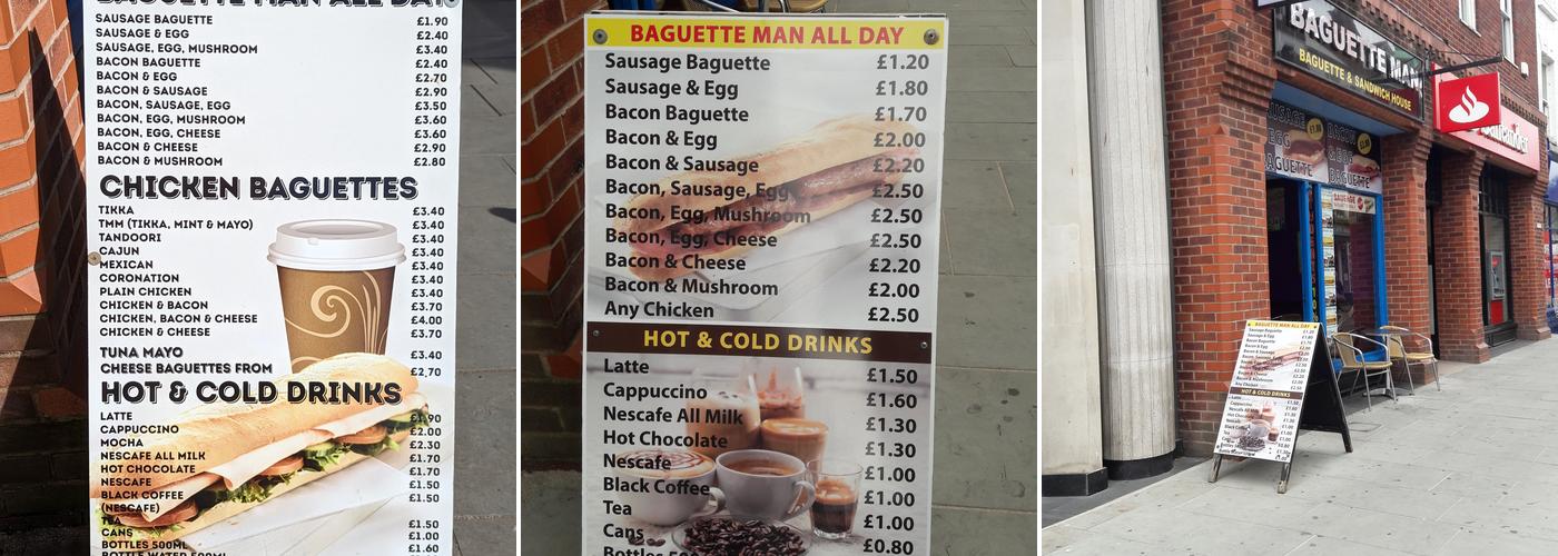 Baguette Man Menu