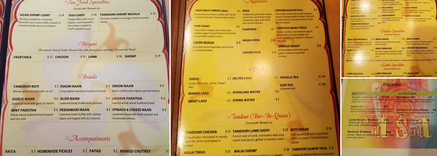 Saffron Indian Kitchen Menu
