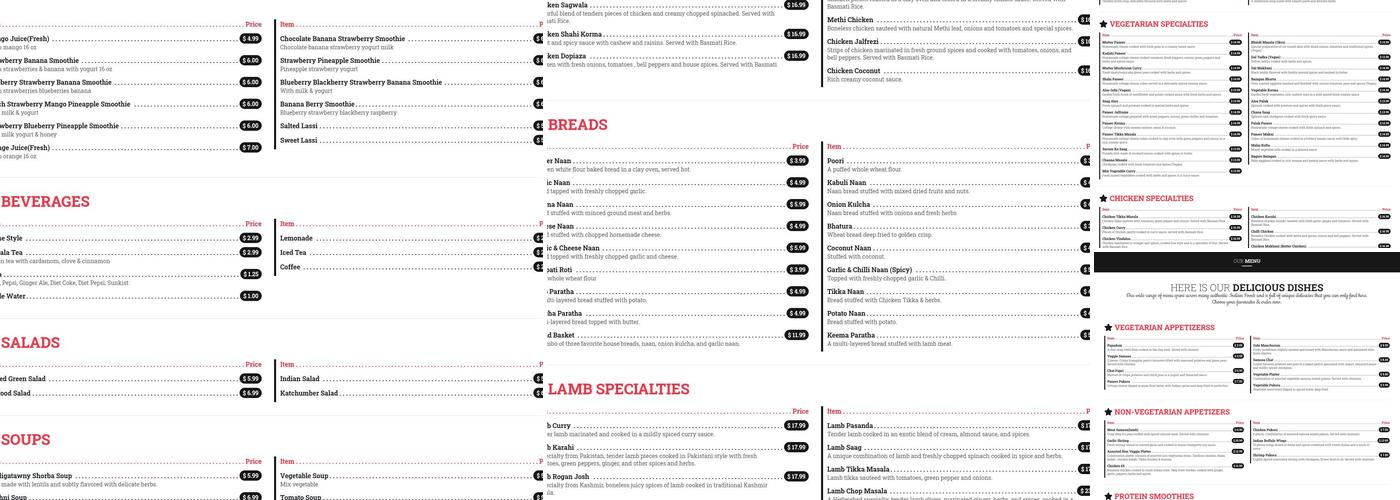 Saffron Patch - Authentic Indian Restaurant in South Philly Menu