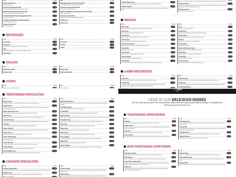 Saffron Patch - Authentic Indian Restaurant in South Philly Menu